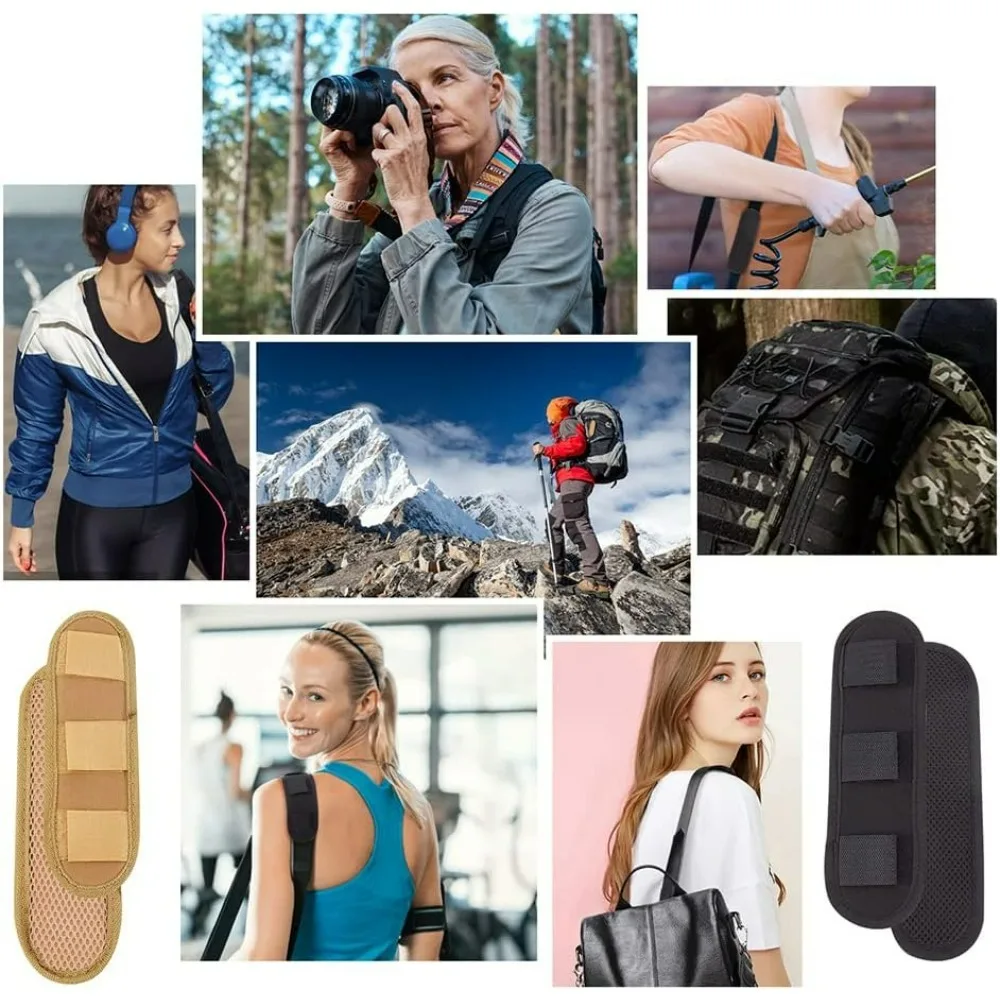 2Pcs Tactical Vest Shoulder Strap Pads Canvas Cushion Pad Black Brown Mesh Protect Pads Universal Removable Protection Pad