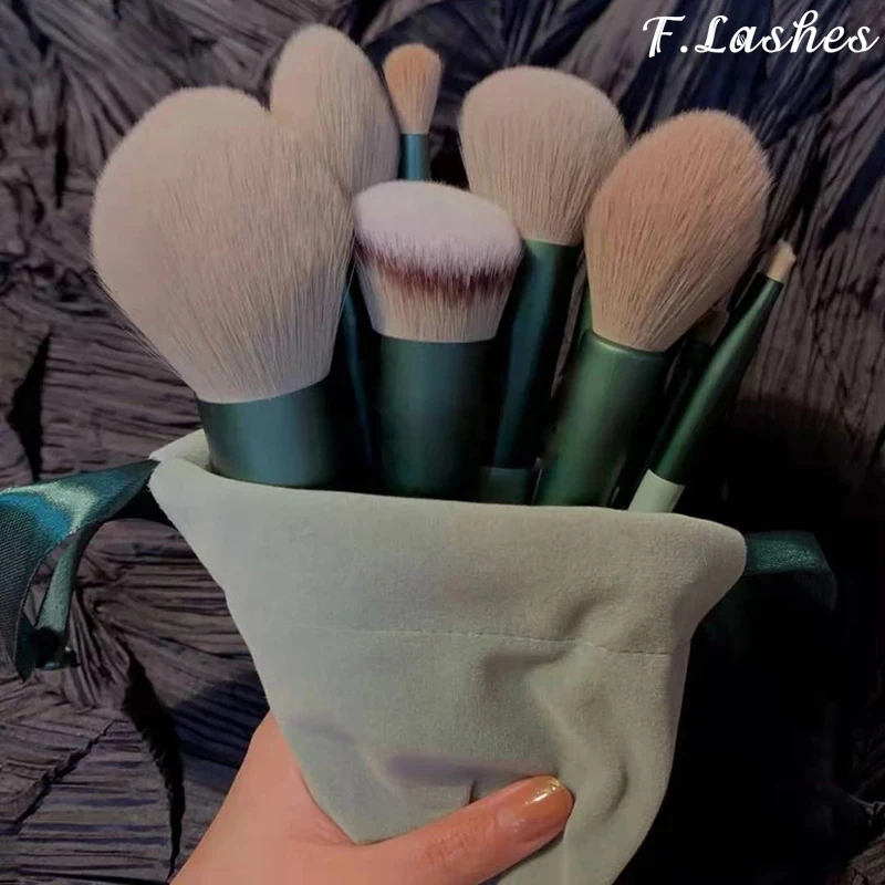 13PcsSoftMakeupBrushesSetFluffyNaturalHairBrushesContour