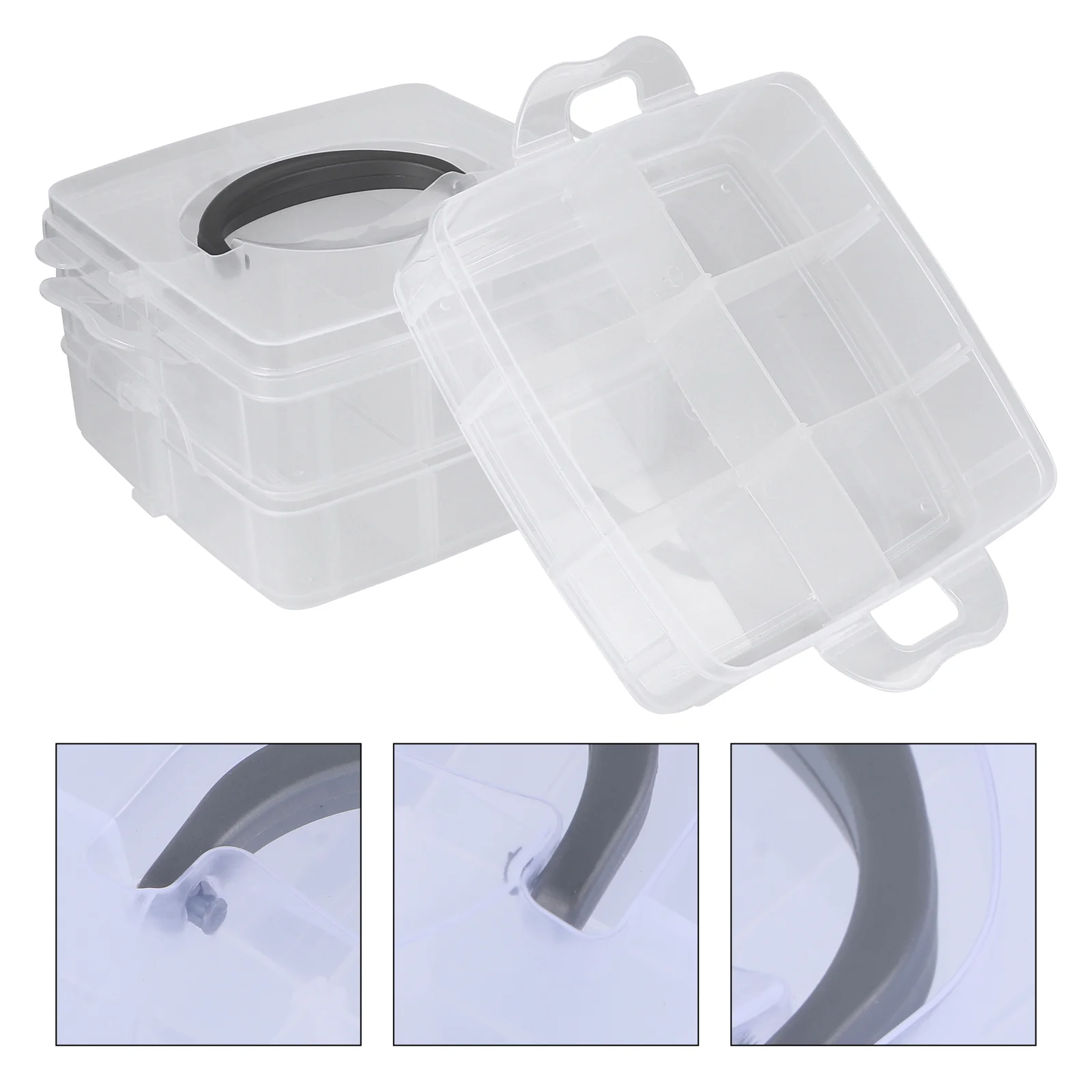 

Compartments Adjustable Storage Box 3 Tier Transparent Adjustable Stackable Compartment Slot Box Clear Container Case for