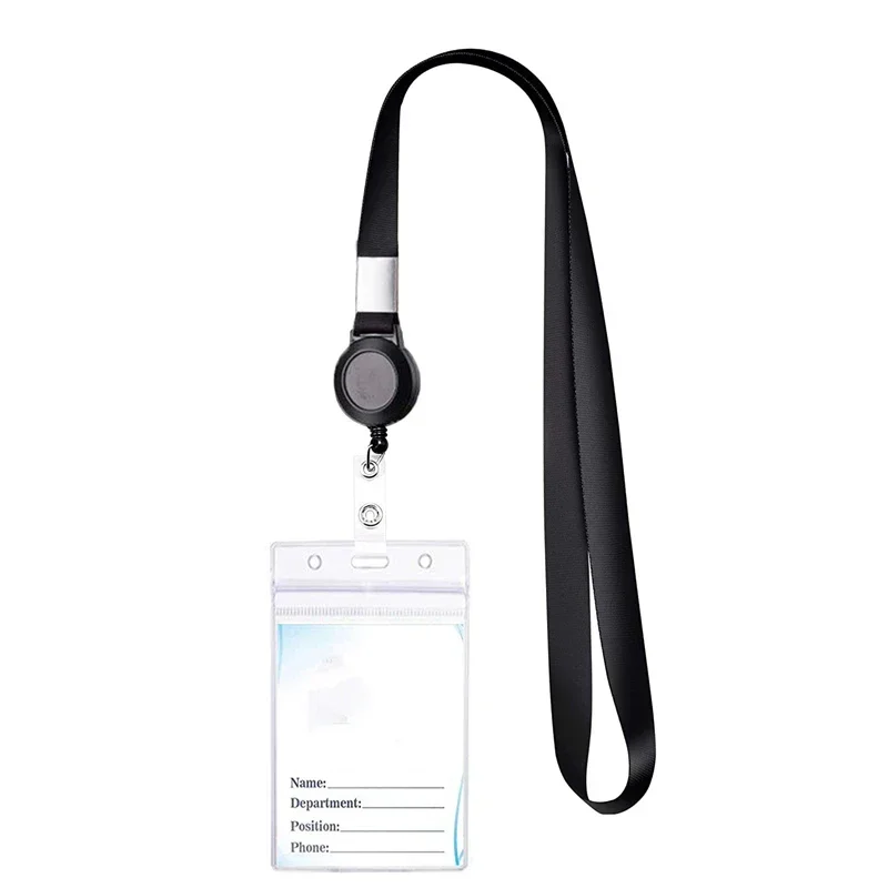 1pc Transparent Staff ID Work Card Cover with Lanyard Exhibition Name Badge Holder Neck Strap Pass Access Bus Card Sleeve Case 2