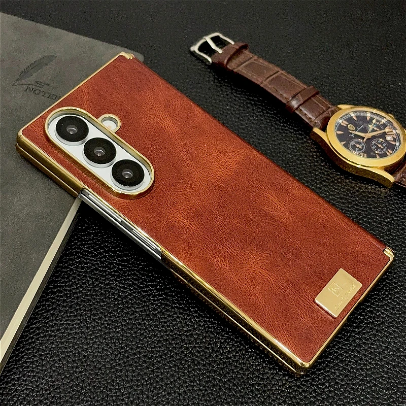 Luxury PU Leather Case with Electroplated Hinge Cover - 2-Piece Set