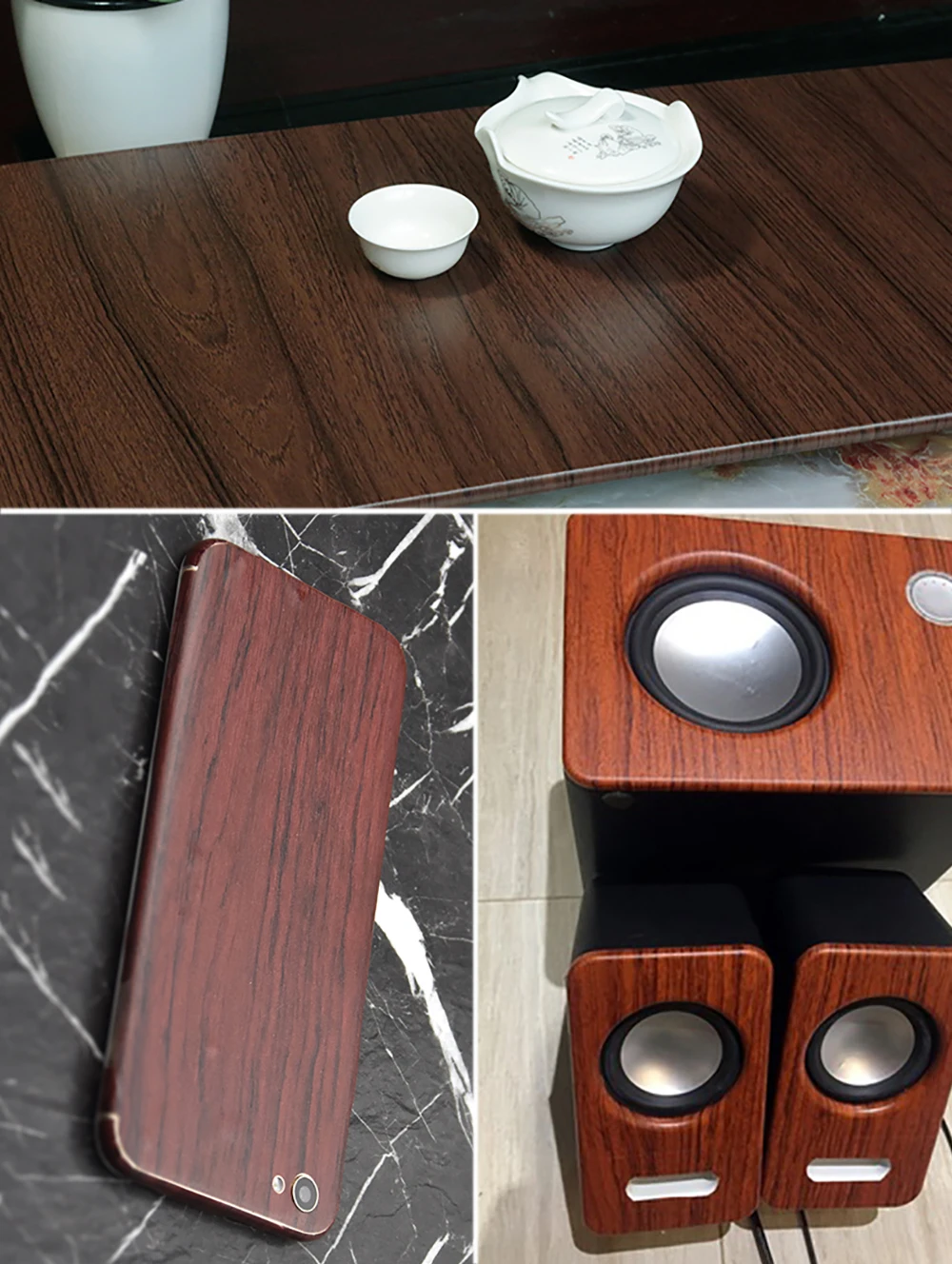 Car vinyl wrap film with natural wood appearance
