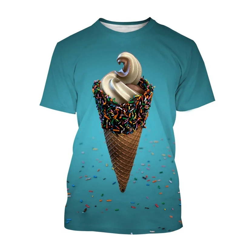 Ice Cream 3D Printing T Shirt Man Summer O-Neck Short Sleeve