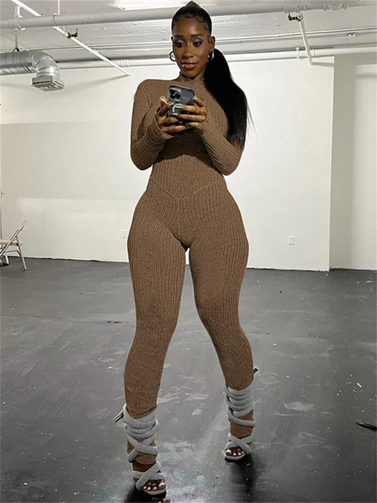 Women Bodycon Jumpsuits Rompers Long Sleeve One Piece Catsuit Bodysuit  Outfits