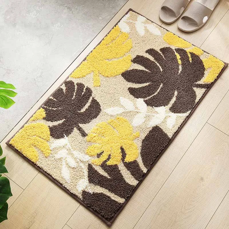 

Soft Bathroom Rugs Non-slip Bath Mats Water Absorption Bath Rugs Tropical Plants Long Hair Toilet Entrance Mat Rug Floor Carpet