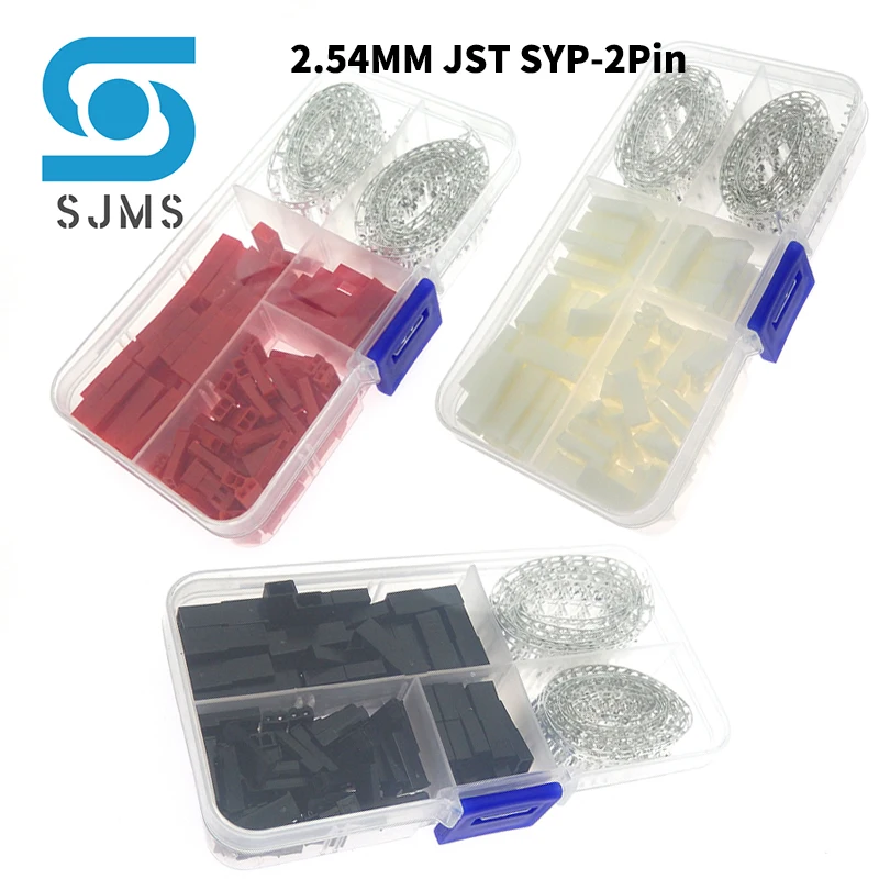 

300Pcs (50set) 2.54mm JST SYP 2P 2Pin Female & Male Red Plug Housing Crimp Terminal Connector Kit JST-SYP-2A for RC Lipo Battery