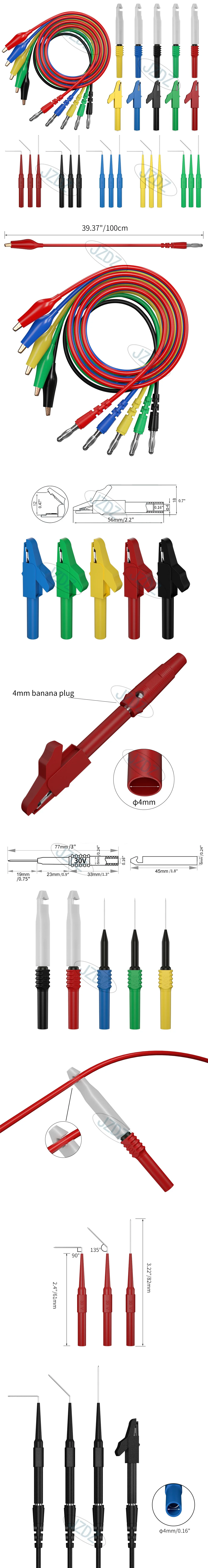Jzdz Multimeter 100cm Test kabel Kit Krokodil klemmen auf 4mm Bananen stecker Test Sonden Kit elektrische Test werkzeuge jt8009 – Detail 1