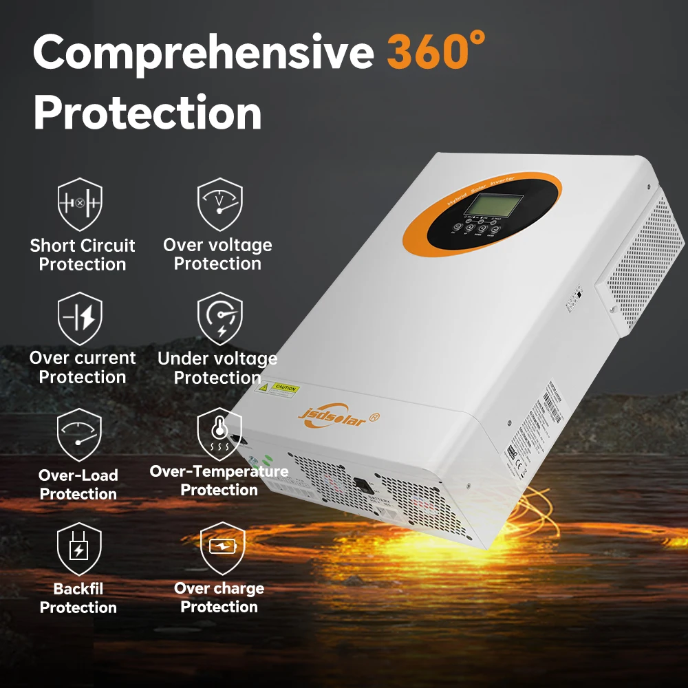 4KW 6.2KW Hybrid Solar Inverter Off Grid Pure Sine Wave Wifi Inverter 24V 48V 230V Output with MPPT 120A Solar Charger