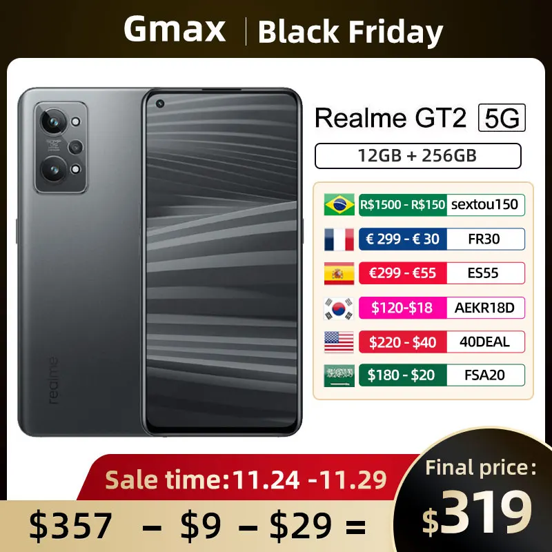  Realme GT2 5G Cellphones 6.62" 120Hz AMOLED Snapdragon 888 Octa-core 5000mAh Battery 65W 50MP Camera NFC Smartphone 