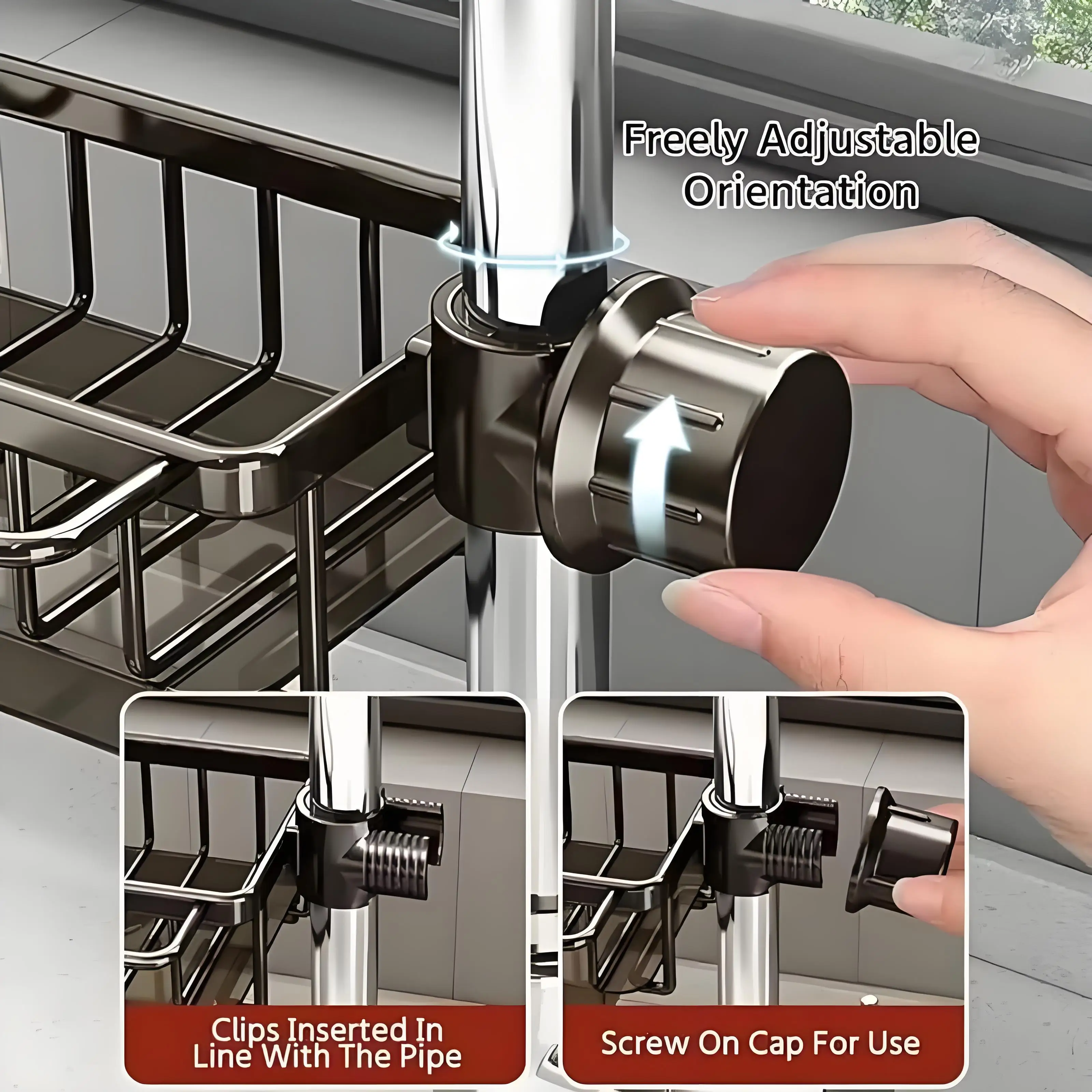 Kitchen Sink Faucet Organizer Space Aluminium Kitchen Sink Organiser Multifunctional Hanging Basket With Draining Tray 4