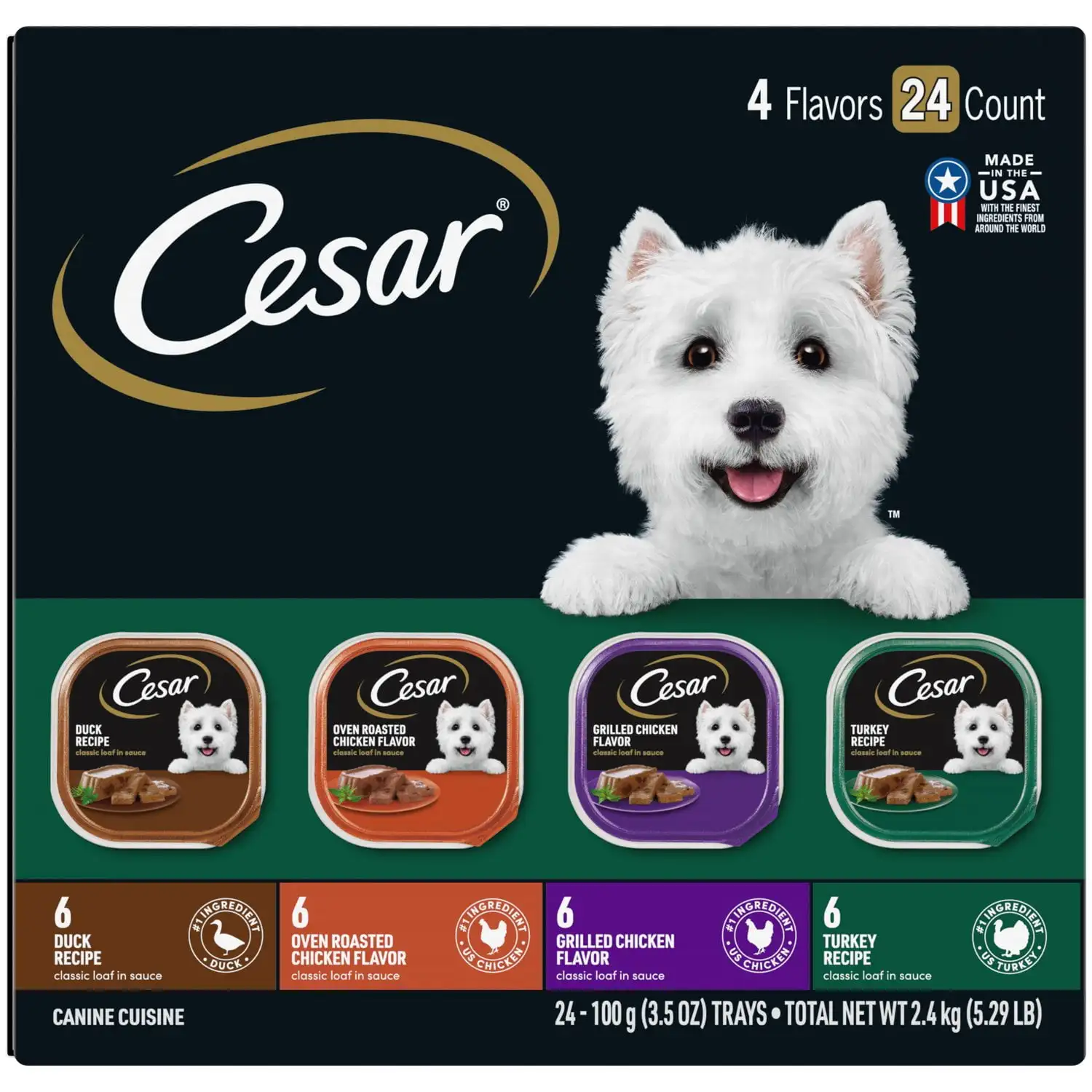 

Cesar Wet Dog Food Variety Pack, 3.5 oz Trays (24 Pack)