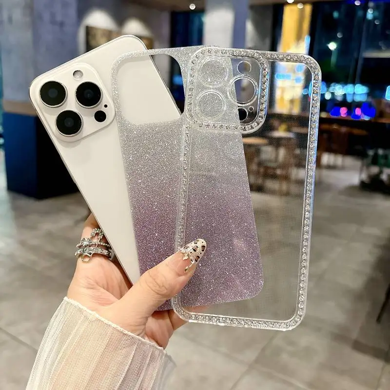 Gradient Glitter Bling Diamond Clear Soft Phone Case