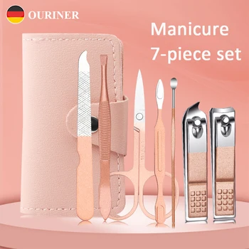 7 piece portable nail clipper set stainless steel Kit complete with tools for manicure and beauty for the home Portable nail clipper set 1