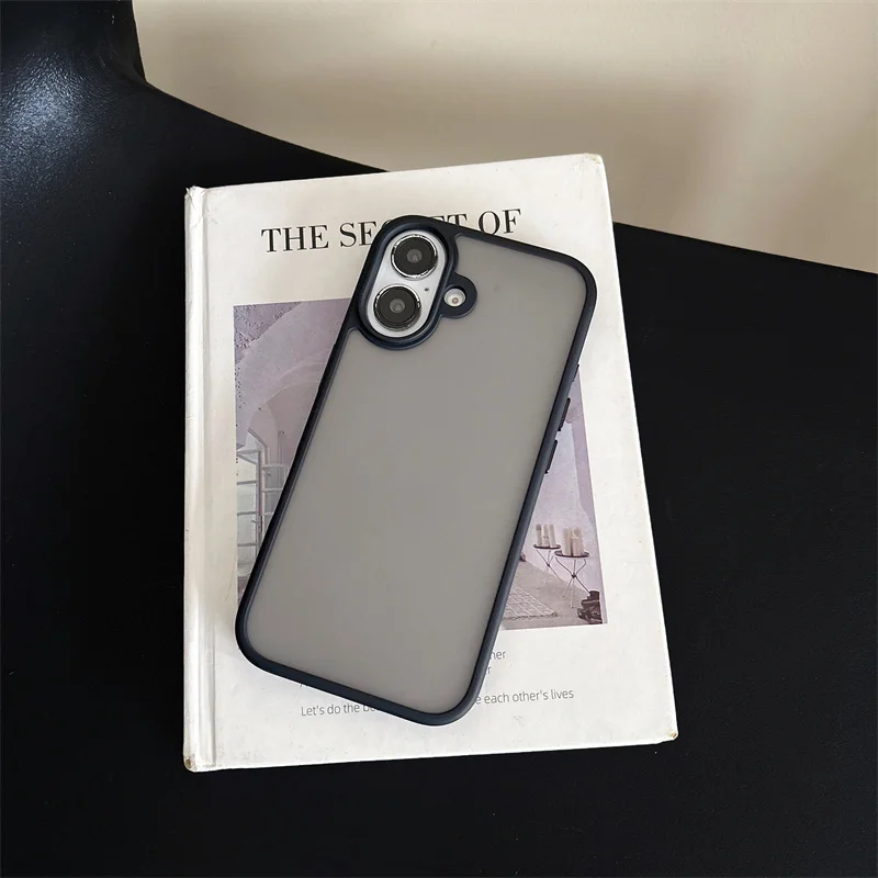 Luxury Matte Black Shockproof Anti-Fingerprint Bumper Case with Translucent Shell