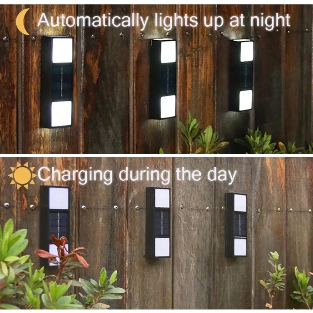 2pcs Solar Wall Lamp Ip65 Waterproof Up Down Garden Lights Outdoor Sunlight Lamp Decoration Light