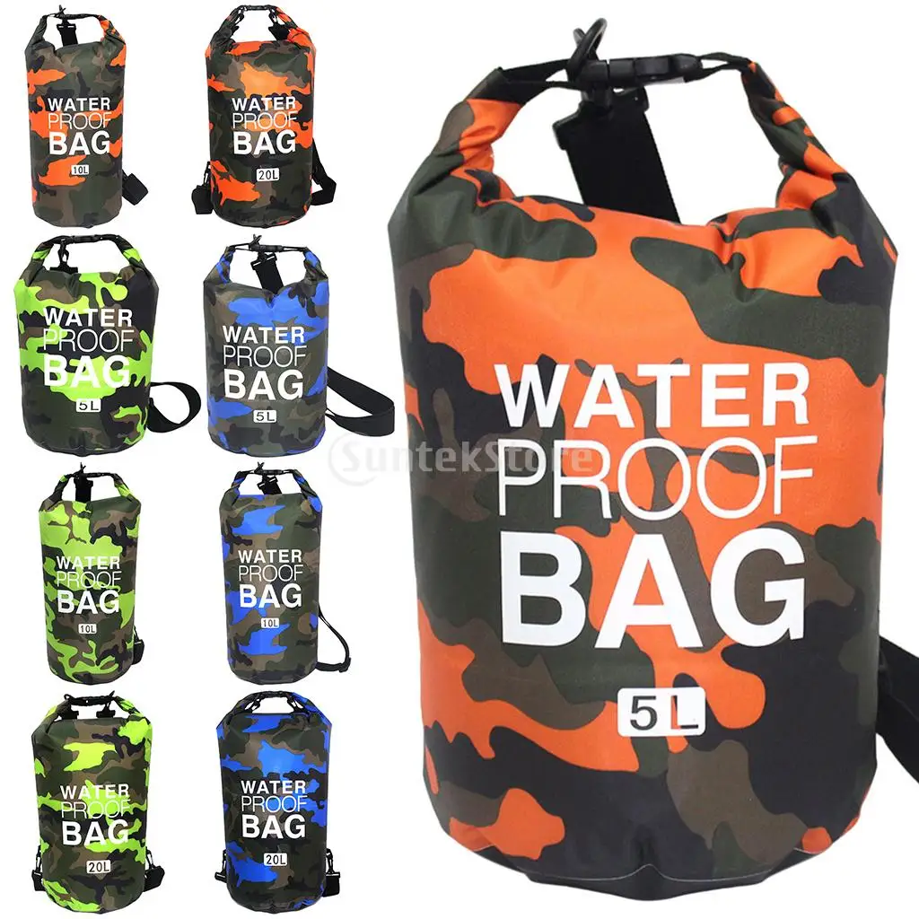 Waterproof Swimming Bag Dry Sack Camouflage Colors Fishing Boating Kayaking Storage Drifting Rafting Bag 2L 5L 10L 15L