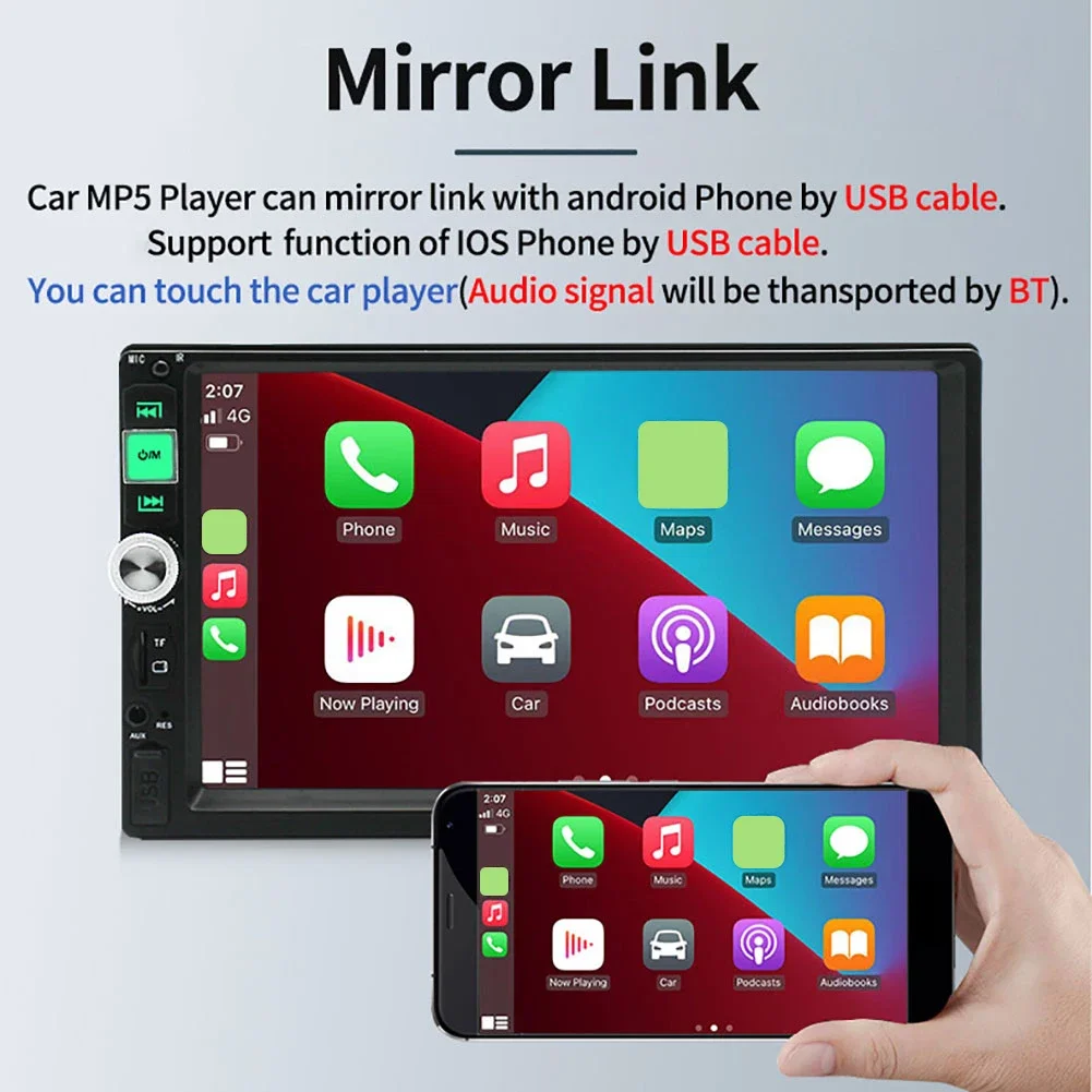 7in Car FM Radio Carplay Function Auto Radio Multimedia Player Universal Car Entertainment System LCD Screen for Cars SUV Trucks
