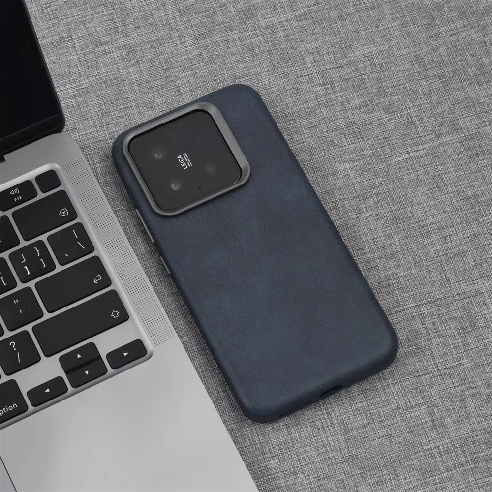 Luxury Business Retro Leather Case with Magnetic Wireless Charging and Alloy Lens Protection - Shockproof Cover