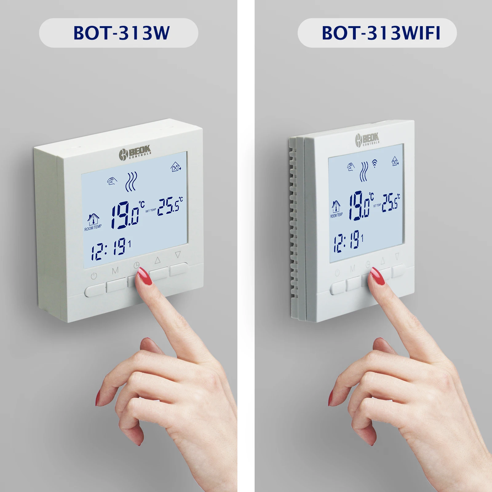 BEOK Room Wall-mounted Wifi / Non-Wifi Thermostat Temperature Controller  for Gas Boilers Heating Weekly Programmable BOT-313