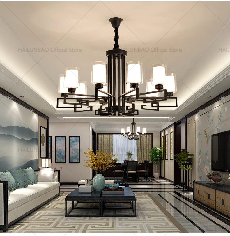 Description Picture 5 of itemNew Chinese Style Simple Fashion Living Room Chandelier Luxury Atmosphere Bedroom Study Chandelier Chinese Wind Lighting Lamps