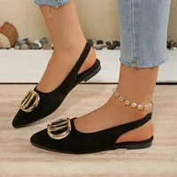 Chaussures plates françaises en métal à bout pointu, sandales Baotou, chaussures simples à bouche peu profonde, style étranger, célébrité d'internet explosive 2
