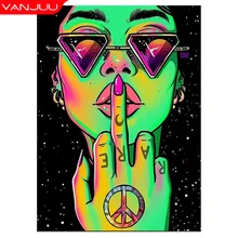 Diamond Painting 5D Woman doodle portrait Diamond Mosaic Full Diamond Embroidery Home Decoration DIY Rhinestone Art Picture