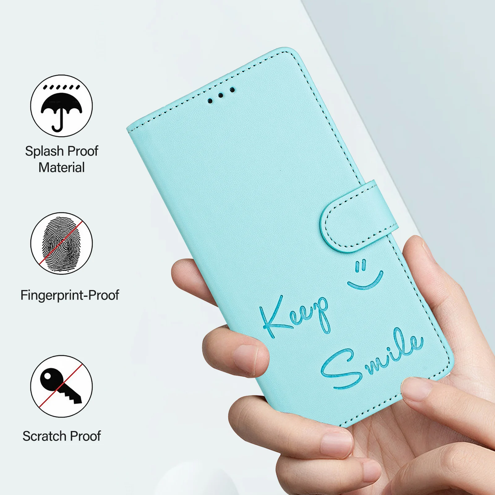 Leather Flip Magnetic Wallet Case with Smile Design - Premium Phone Cover