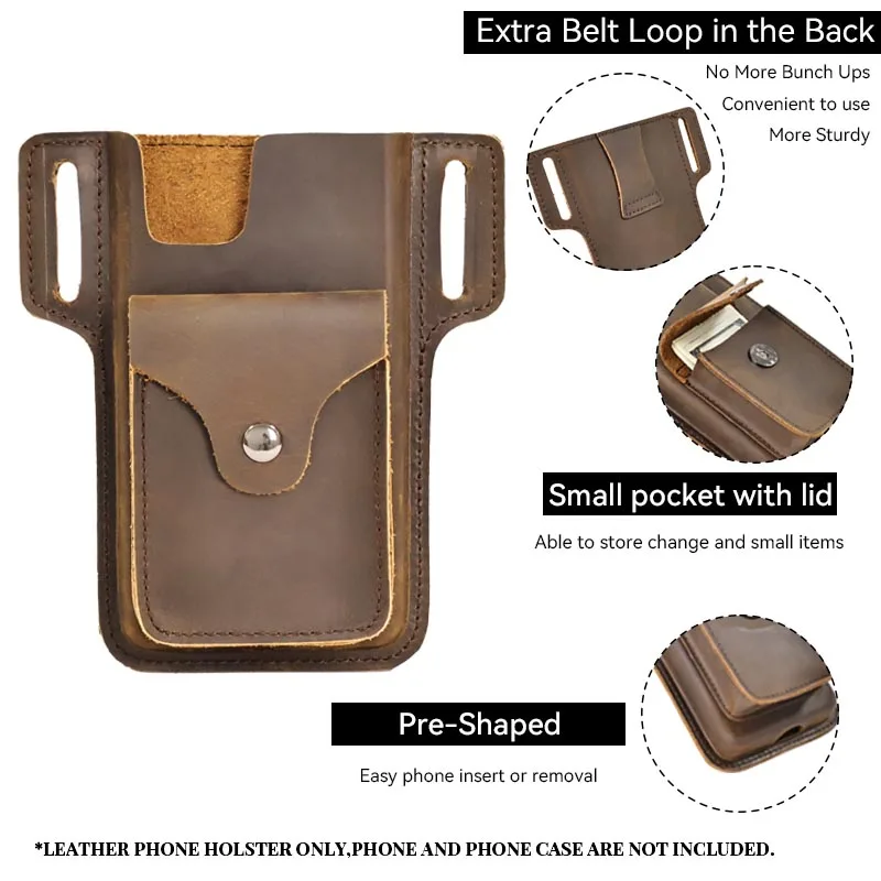 Elegant Genuine Leather Belt Holster and Waist Pack