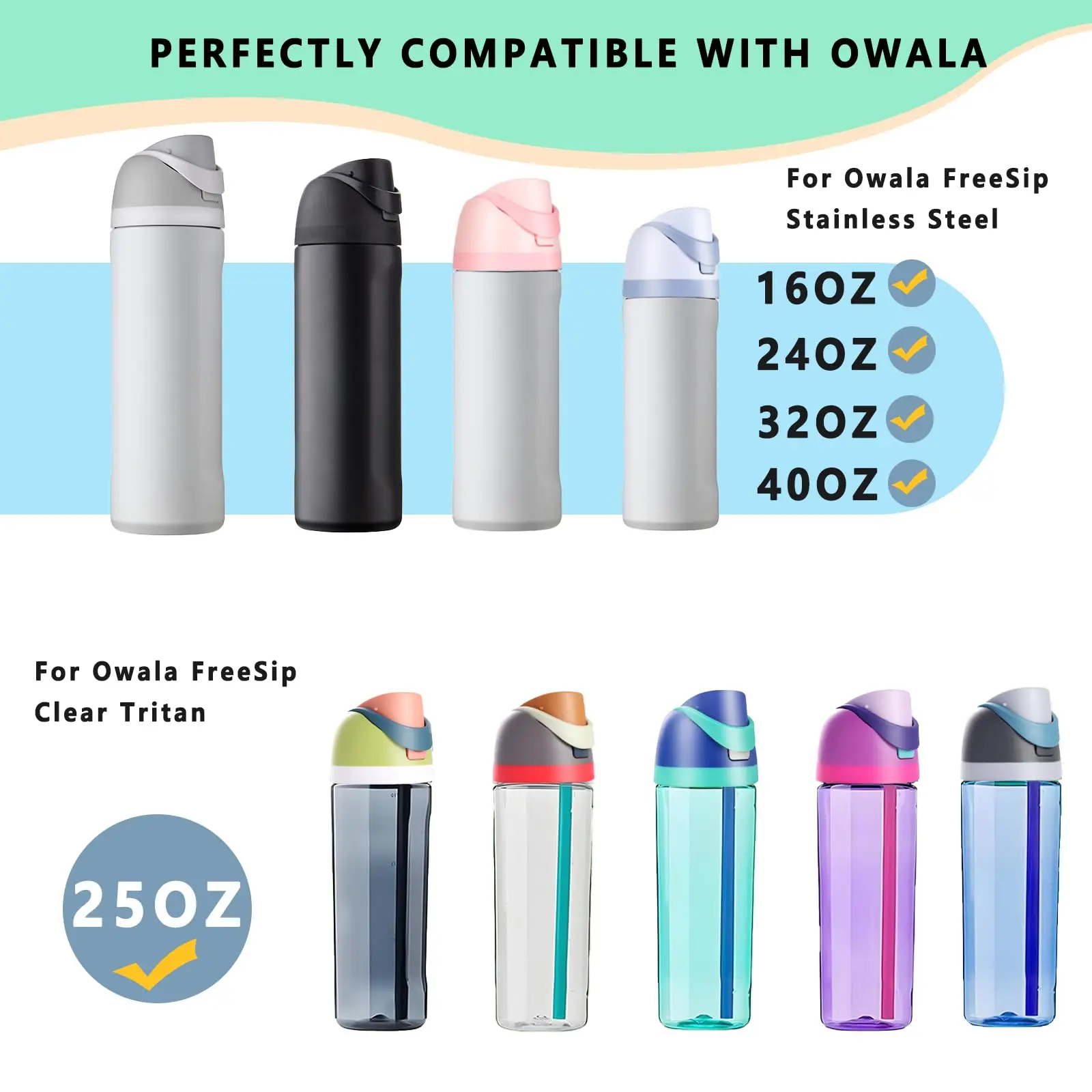 Replacement Lid for Owala Freesip Water Bottle, Compatible with Owala Lid and Cap, Premium Accessories for 16oz 24oz 32oz 40oz B
