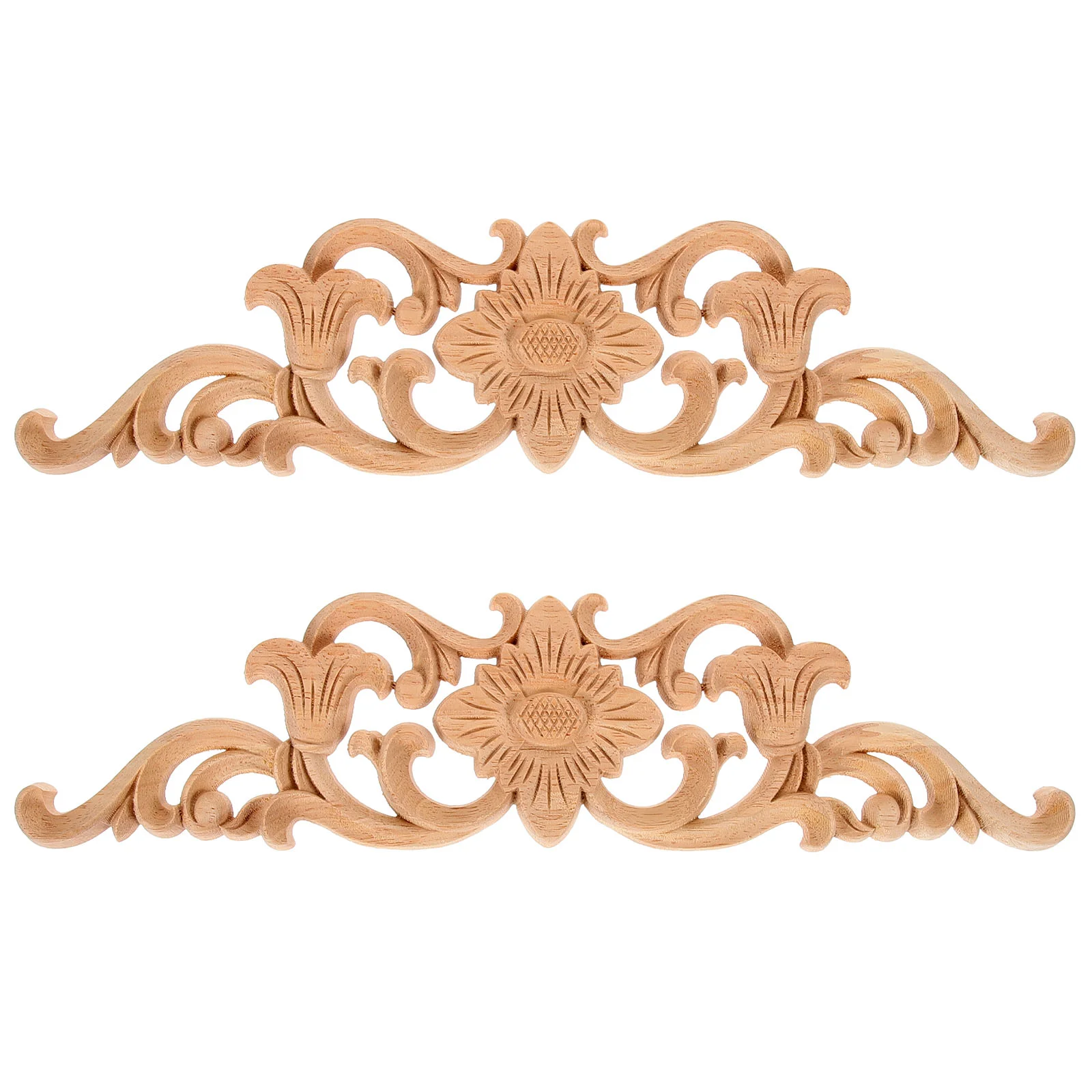 

Decorative Wood Applique Door Wood Carved Applique Wooden Carving Wood Appliques and Onlays for Furniture Accessory