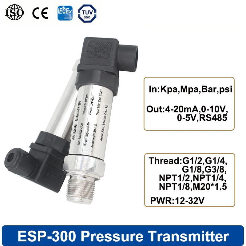 

Pressure Transmitter Range -0.1-0-100Mpa 0.5-4.5V Output for Water Tank Oil Gas Pressure Transmitter Sensor DC5V Power 1m Cable