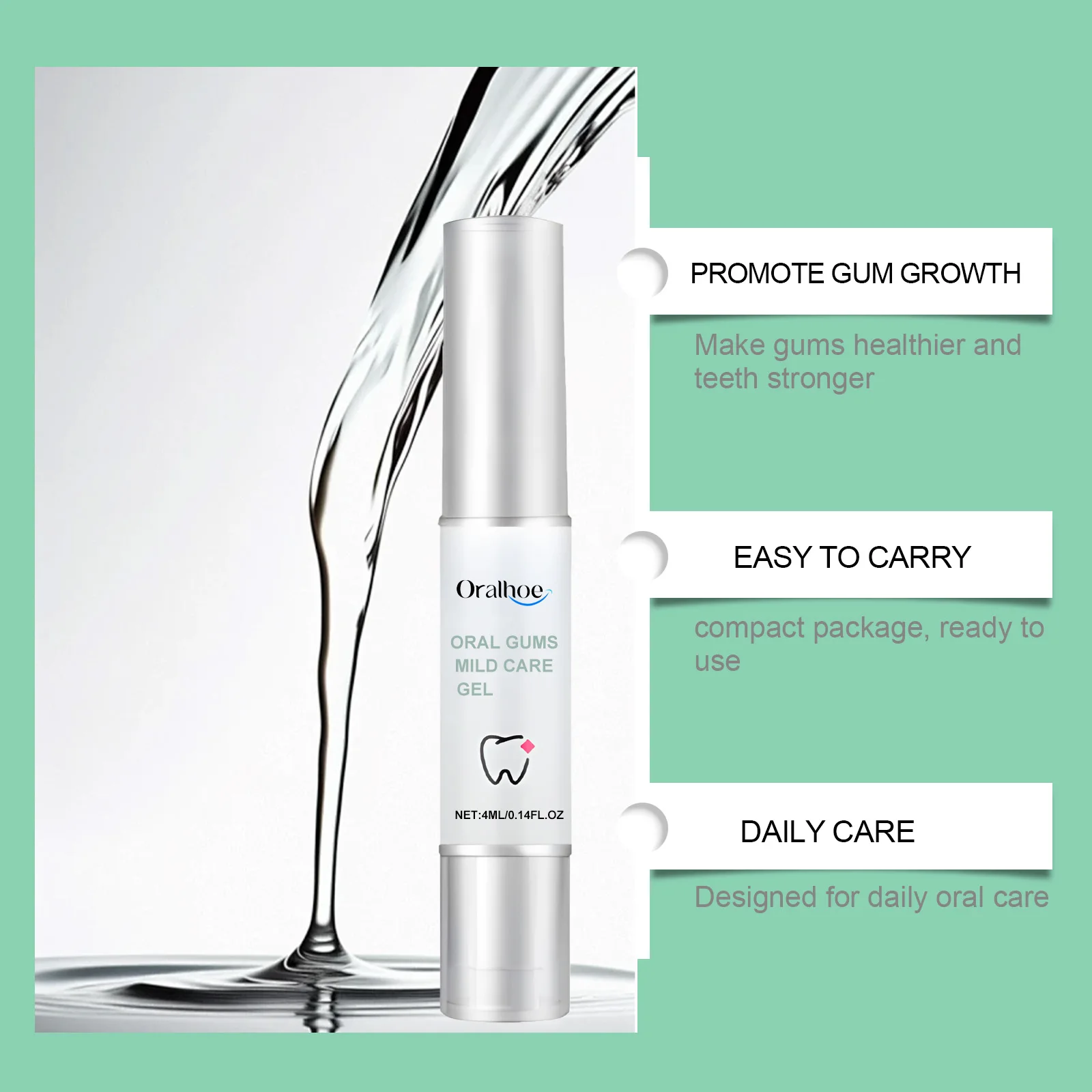 Mild Gum Care Gel Teeth Whitener Improves Gum Health For Inflammation Cleans Teeth and Removes Tea Stains Natural tooth Gel