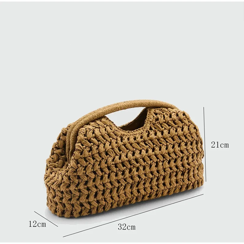 Luxury Natural Fiber Woven Straw Clutch Bag for Women