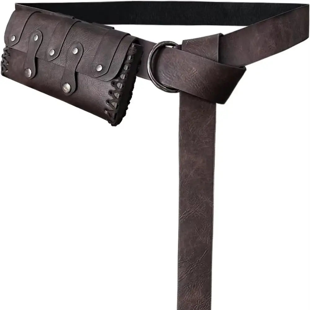 Viking Knight Retro Belt PU Synthetic Leather Copaly Printed Change Waist Pack Halloween Dress Up Belt Set Accessory