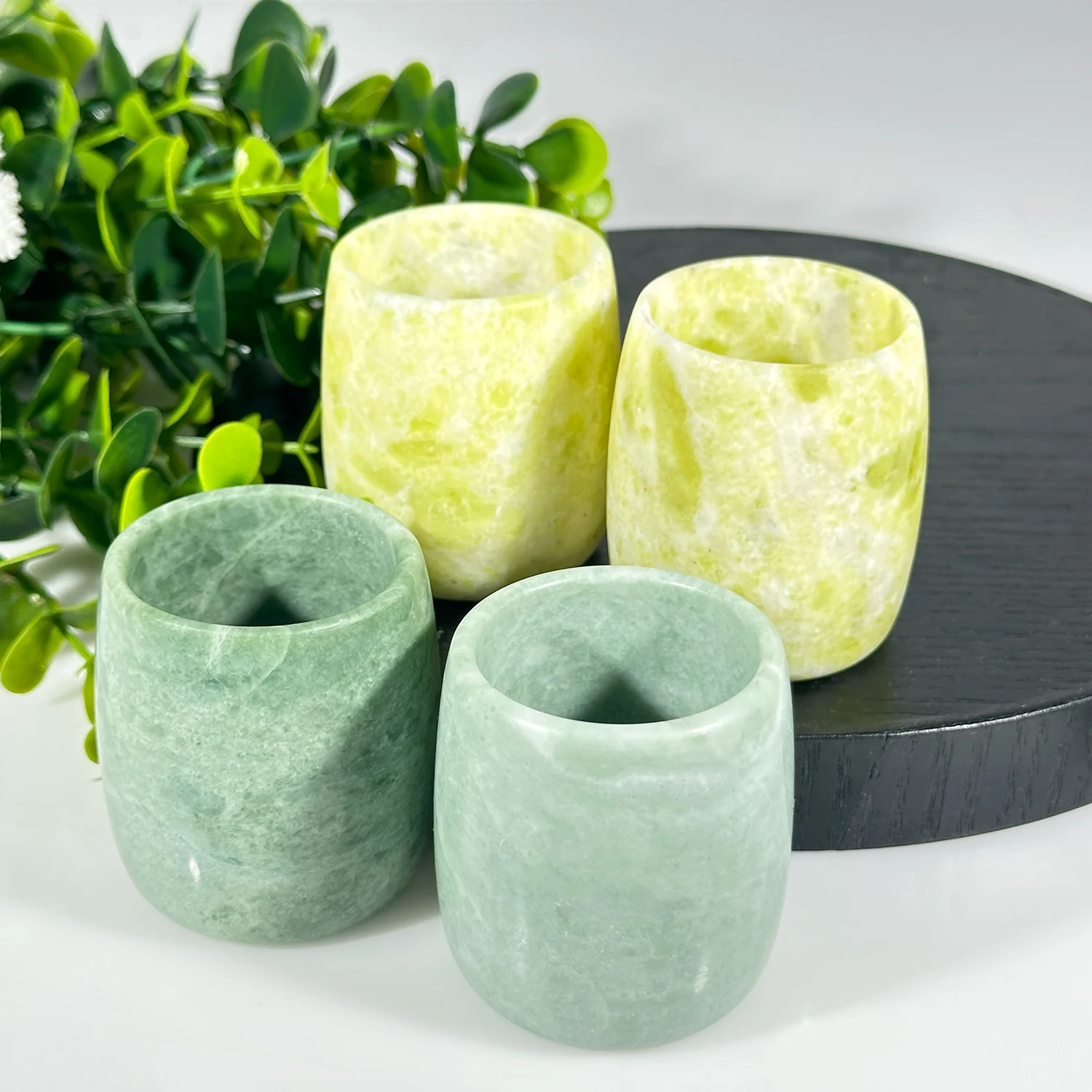 1pcNaturalCrystalDeepbottomJadeCupGreenandCauliflowerJade