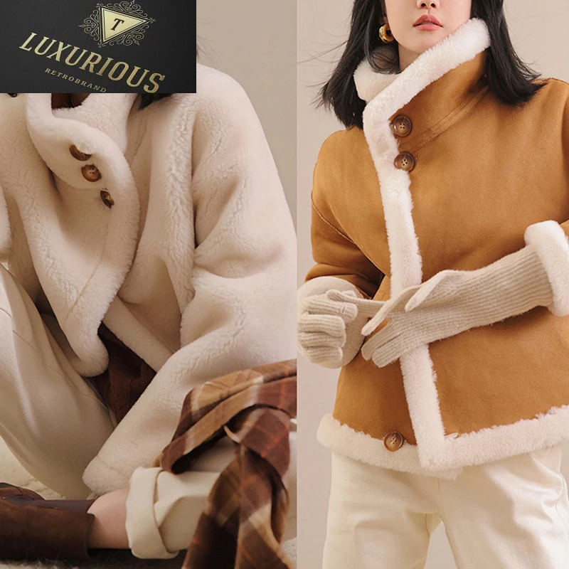 

Real Wool+Suede Reversible Wear Women Warm Jacket Coats 2023 Fall Winter Thicken Windproof Lambswool Ladies Outwear