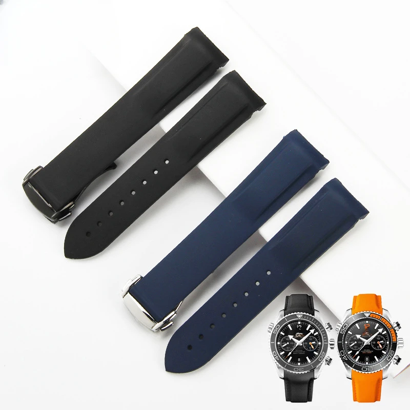 

High Quality Waterproof Silicone Rubber Watch Band Straps Mens Deluxe Wristband 20 22mm Fits OMEGA SEAMASTER Watch accessories