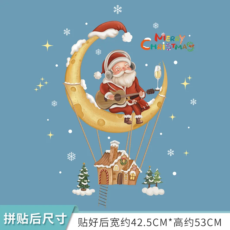 Christmas Decorative Glass Window Wall Stickers Santa Claus Snowman Elk Scene Layout Electrostatic Happy New Year wall stickers window stickers