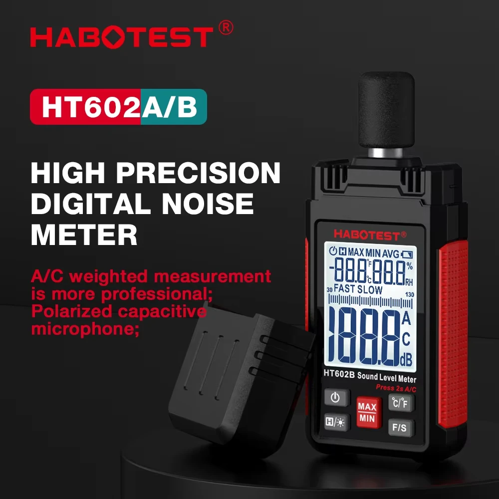 Sound Level Meter HABOTEST HT602 Portable SPL Meter 30dBA to 130dBA Audio Noise Volume Measuring Instrument Decibel sound level meter,digital noise meter