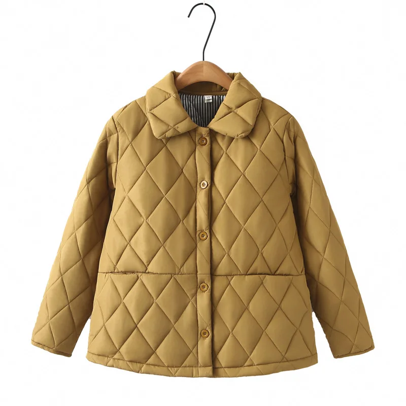 Plus Size Women Parka Winter Wear Fashion Loose Thin Argyle Lapel cotton-padded Coat 5213