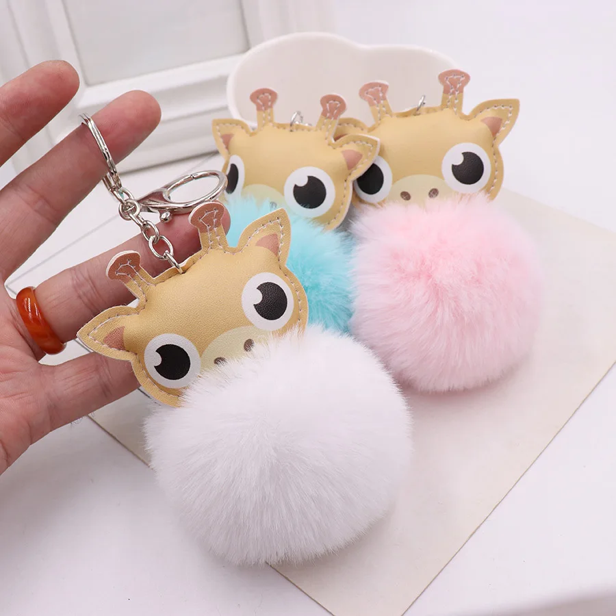 

60pcs Deer Plush Hair Ball Bag Crane Schoolbag Fuzzy Hanging Drop Gift Key Chain,Deposit First to Get Discount much,Pta324