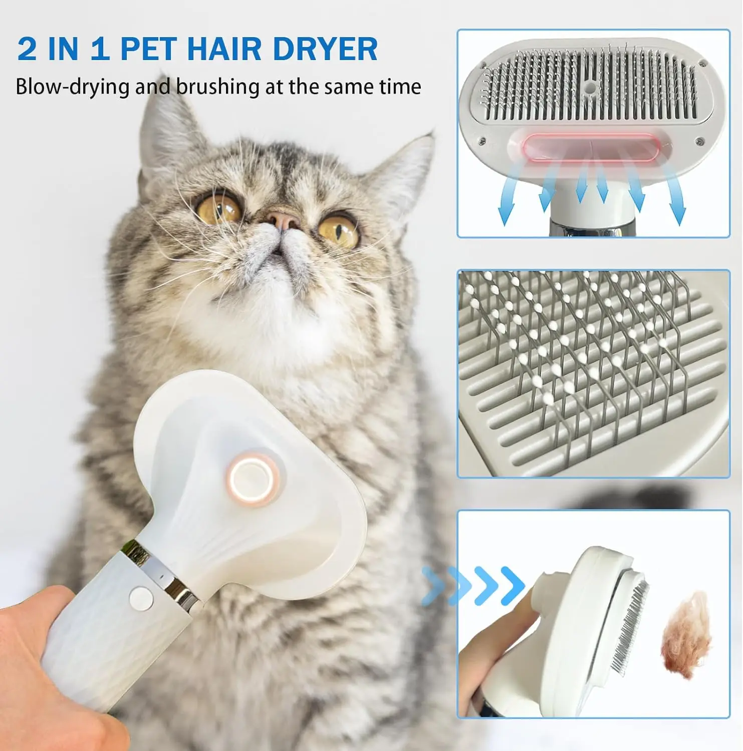Hair Dryer Pet Hair Dryer Dog Dryer Portable Dog Hair Dryer with 4 Nozzles,Dog Blow for Cat Grooming Pet Hair Adjustable Temperature and Speed