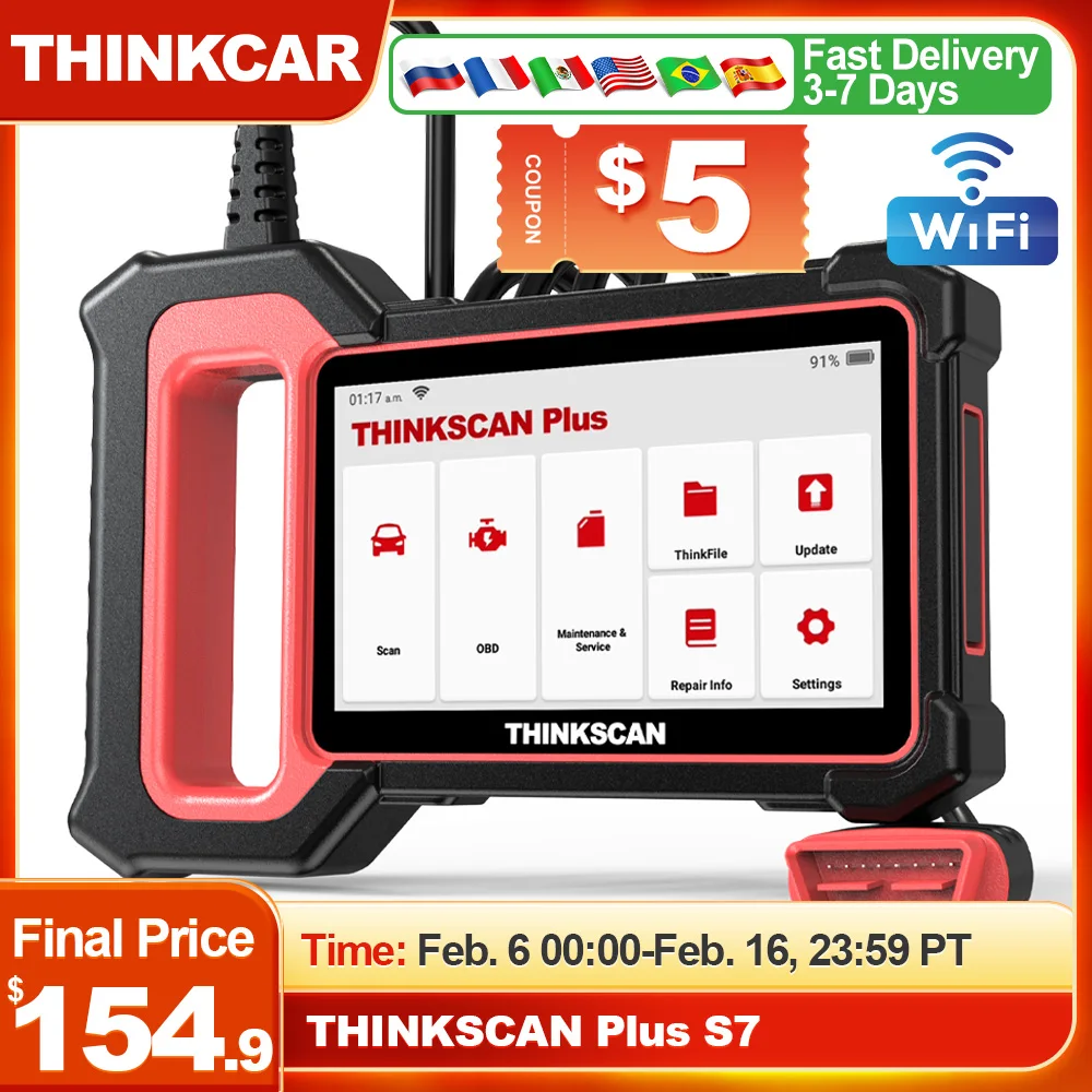 Thinkcar Thinkscan Plus S7/S6/S4 Obd2 Strumenti Diagnostici Trasmissione/Abs/Srs Sistema Di Diagnosi Lettore Di Codice Auto Automotive Obd2 Scanner Pe