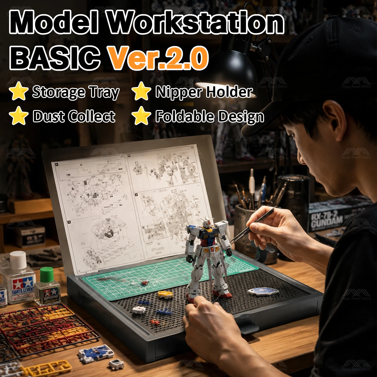 plamokojo pmkj018 workstation ver.2.0 basic hobby tool with cutting mat nipper stand for assembly model building workbench 1 PLAMOKOJO PMKJ018 Workstation Ver.2.0 Basic Hobby Tool with Cutting Mat Nipper Stand for Assembly Model Building Workbench 1
