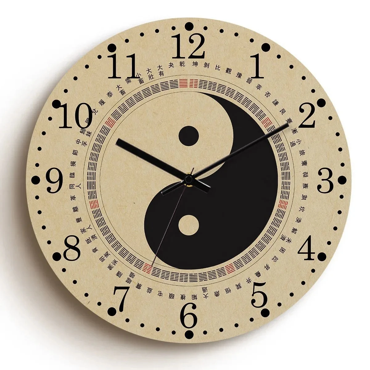 Gossip Mute Quarzuhr Retro Kompass Tai Chi Wanduhr Studie Sitzen Wohnzimmer Dekorative Uhren Uhr – Detail 8
