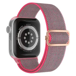 Durable Nylon Elastic Strap for Apple Watch - Versatile Size Options, Stylish and Comfortable Design (Peru red 54)