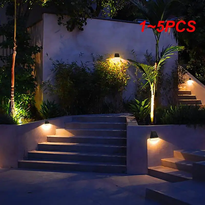 

1~5PCS Solar Lamp Porch Lights Waterproof LED Wall Lamps Decor Outdoor Garden Stair Fence Patio Luminous Wall Washing Lamp