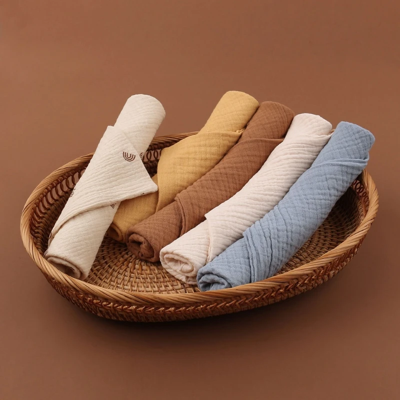 Y1UB Solid Color Baby Bibs Newborn Stuff Baby Feeding Bibs Cotton Accessories Skin-friendly Burp Things for Babies