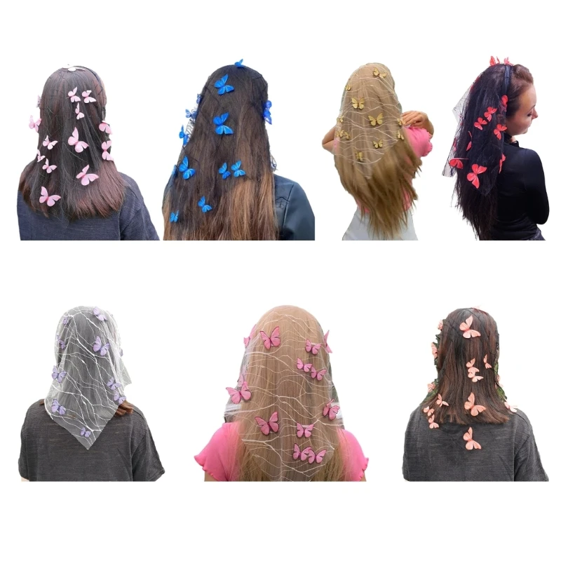 

Bridal Veil Headpieces with Simulated Butterfly Decor Wedding Bridal Veil Short Tulle Elegant Bride Wedding Party Veil Dropship