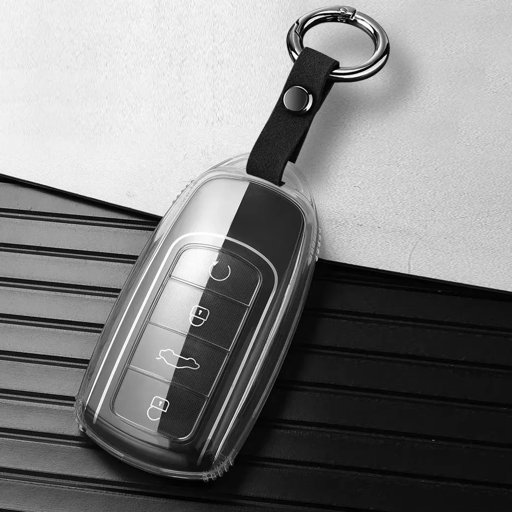 Transparent TPU Key Protector Cover with Keyring for JAECOO & Chery Vehicles